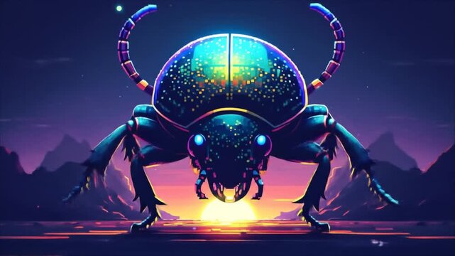 Giant beetle futuristic landscape