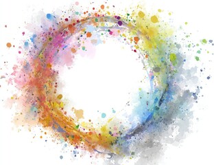 Fototapeta premium A vibrant circular design of colorful splashes and strokes, creating a dynamic and joyful abstract artwork.