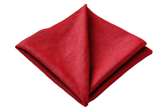 Folded crimson pocket square