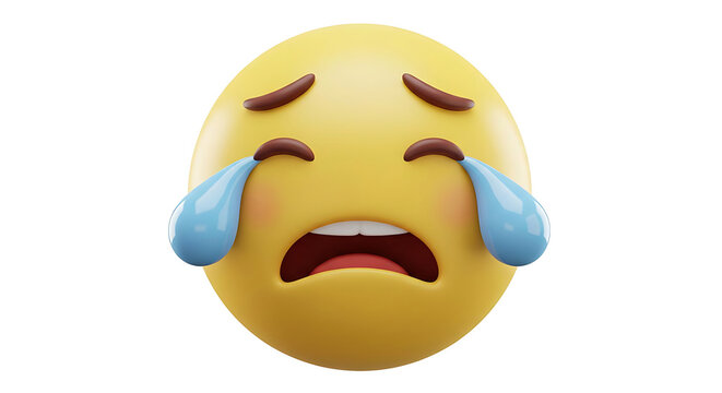 A sad, crying emoji face with large tears streaming from its eyes and an open mouth expressing distress.