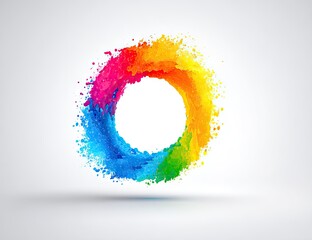 A vibrant, circular design composed of exploding splashes of color, creating a captivating and dynamic visual effect.