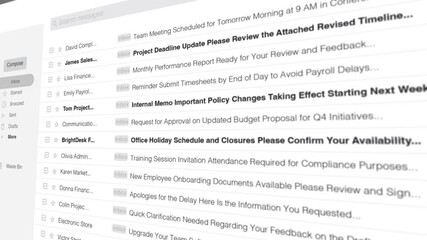 Office email corporate inbox showing communication and business memos 2 - Powered by Adobe