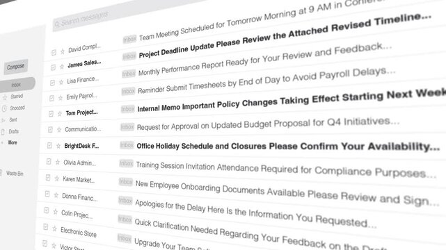 Office email corporate inbox showing communication and business memos 2 - Powered by Adobe