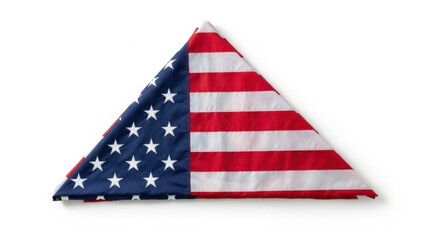 Fototapeta premium American Flag Folded in a Triangle Shape on a White Background