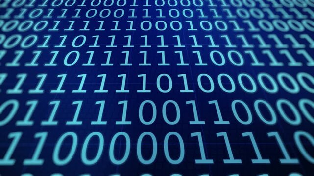 4k stock | Binary digits 1 and 0 rows fill the screen in a digital code matrix. Suitable for tech concepts and cybersecurity designs.