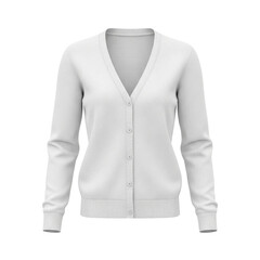 Fototapeta premium Blank white v-neck cardigan sweater mockup