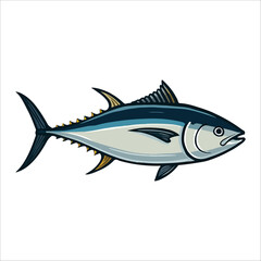 Fototapeta premium Vector Illustration of a Blue fin Tuna, Side Profile, Nautical Style, Clean Background
