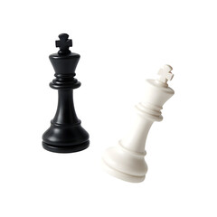 Chess King and Queen Pieces Isolated on White Background