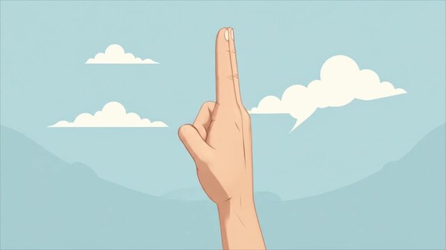 Hand gesture against sky
