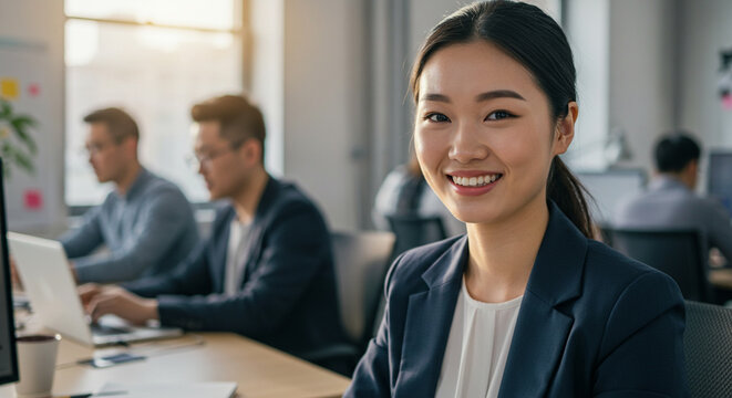 Young professionals working together in modern coworking office