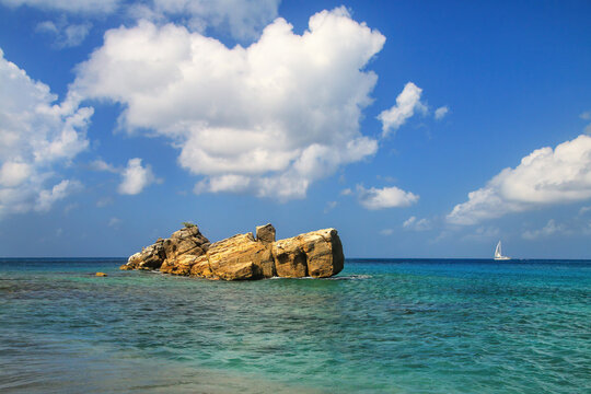 Anse La Roche Beach on Carriacou Island, Grenada.