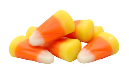 A pile of candy corn isolated on transparent background