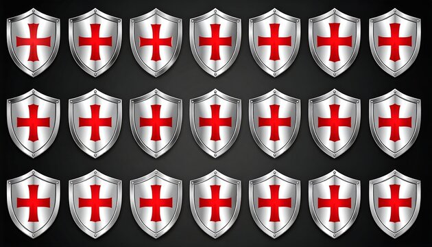 Repeating shields with red crosses