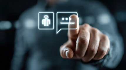Hands typing on laptop with the word hat floating over keyboard during the day