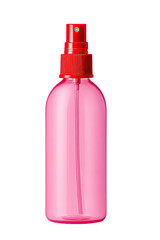 Pink spray bottle with red nozzle