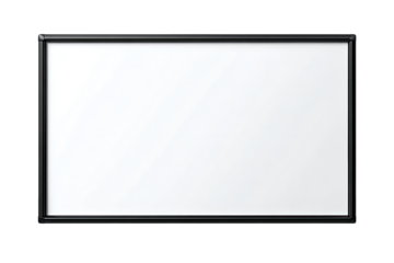 Blank rectangular white board with black frame