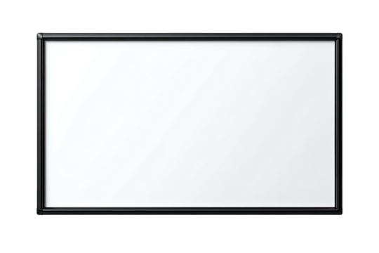 Blank rectangular white board with black frame