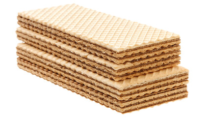 Stack of chocolate wafer cookies isolated on a transparent background sweet snack