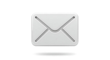 3D glossy e-mail icon on a white background, representing a contact and communication button for websites