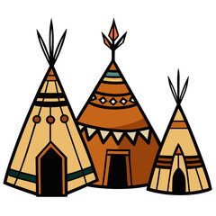 creative details Indigenous tribal dwellings Vector Illustration