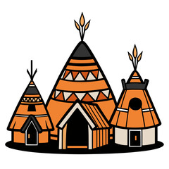 creative details Indigenous tribal dwellings Vector Illustration