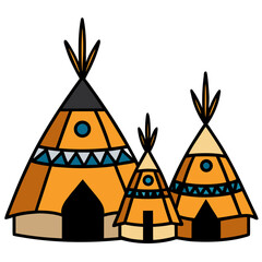 creative details Indigenous tribal dwellings Vector Illustration