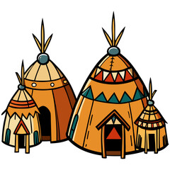 creative details Indigenous tribal dwellings Vector Illustration