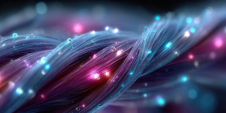 A vibrant, abstract composition of glowing fibers, representing digital connectivity and data flow.