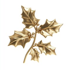 Gold holly christmas leaves design.