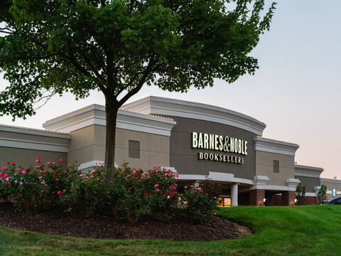 New Hartford, NY - Aug 14, 2025: Wide view Barnes and Noble, is the largest bookseller in the US with 600+ retail stores, an online store and other digital services