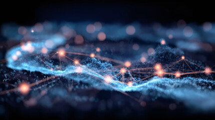 Illuminated circuit board with data lines. Electronic technology background for digital concept. Abstract network connection.