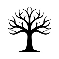 Obraz premium Tree without leaves silhouette black vector symbol