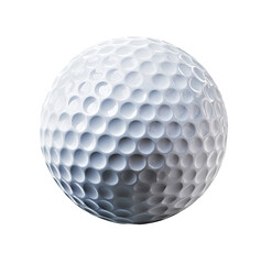 Close-up of a white golf ball, featuring dimpled surface