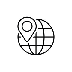 world with location outline vector icon design