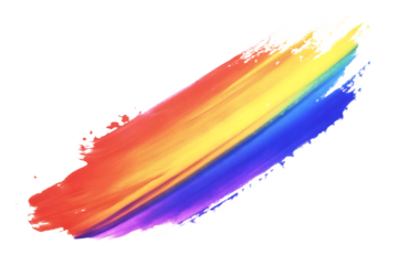 Diagonal Rainbow Paint Stroke with Red Yellow Blue Purple Colors abstract colorful isolated on a transparent background