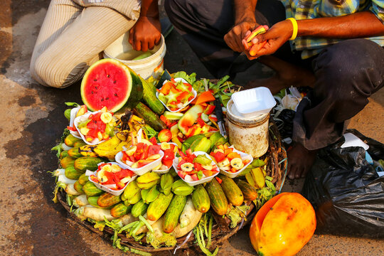 Display of food for sale outside Jama Masjid in Fatehpur Sikri, Uttar Pradesh, India