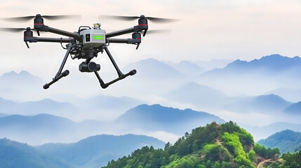 Advanced Drone Hovering Over Mountainous Terrain