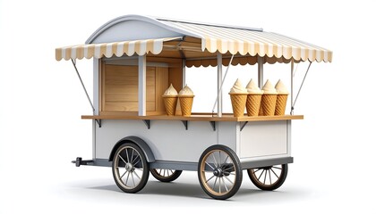 Retro ice cream cart with awning