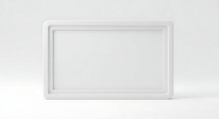 A clean, minimalist rectangular frame with rounded corners, presented against a stark white background, suggesting a blank canvas for design or display.