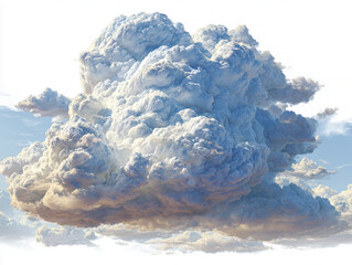 Three-dimensional, textured cloud formation in soft shades of blue and grey, showcasing volume, depth, and internal complexity The clouds appear fluffy and large with diffused light cr - AI-Generated