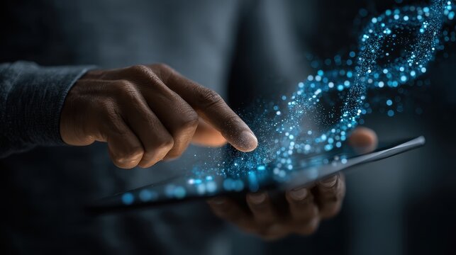 African american man interacts with a cloud data server on tablet device showing digital networking