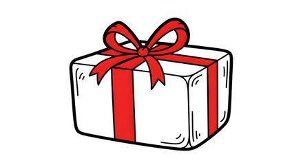 A neatly wrapped gift box with a red ribbon isolated on transparent background, perfect for birthdays, holidays, and special occasions, conveying joy and celebration