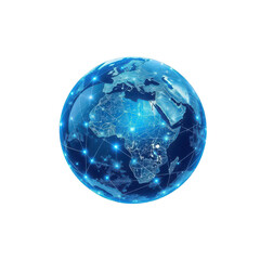 Digital earth globe showing a network connection isolated on transparent background futuristic world with global network and data exchange concept