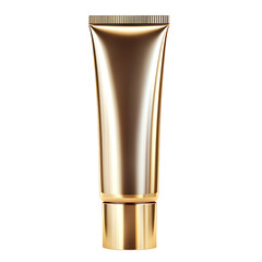 Luxury golden cosmetic tube isolated on transparent background