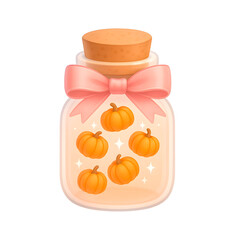 Jar with Mini Pumpkins Floating Inside