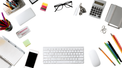 Assorted arrangement of office supplies