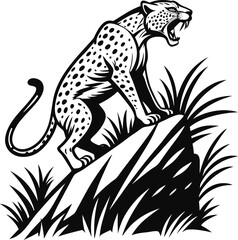 Wild animals like leopards and giraffes are a common subject in black vector illustrations and tribal tattoo designs
