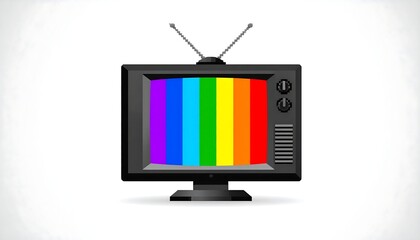 Retro TV with colorful test pattern