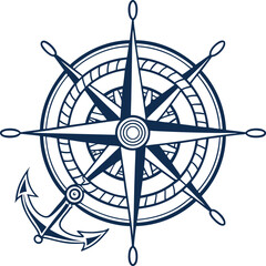 A detailed compass rose vector for navigation and exploration, symbolizing a guide to adventure and travel