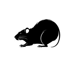Vector illustration of a minimalist black and white rat head logo design. Modern animal emblem with clean lines, perfect for mascot, branding, or symbol.